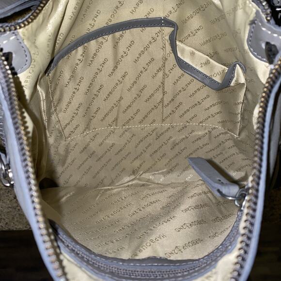 Harbour 2nd Gray Fine Leather Shoulder Bag Convertible Crossbody Purse - Picture 5 of 10